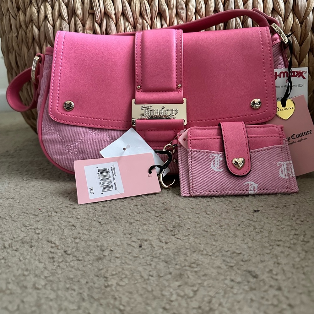 Juicy Couture Pink Shoulder Bag with Card Holder